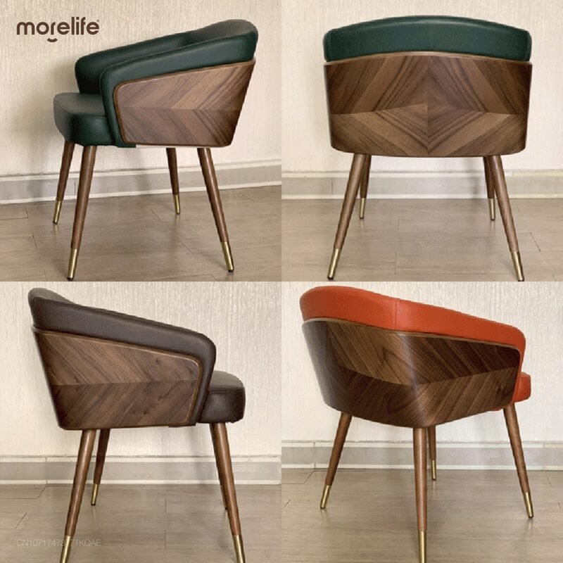 Modern Minimalist Dining Chair Luxury Wooden Armchair High Quality Lounge Chairs Comfortable Seat Kitchen Furniture 5