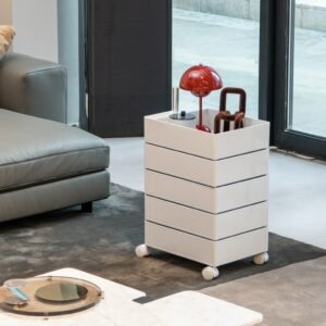 Nordic 360 Rotating Bedside Table Bedroom Ins Style Multi-Layer Drawer Movable Storage Cabinet Cosmetics Multiple Functions 1