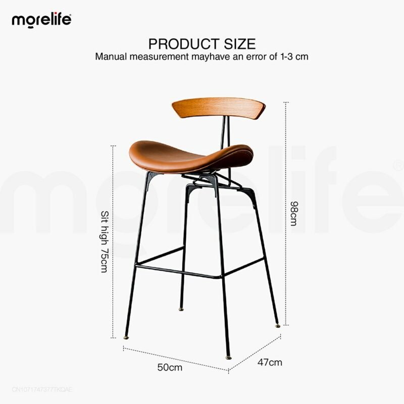 Nordic iron bar chair bar stool high chair modern simple backrest American light luxury industrial style bar chair dining chair 6