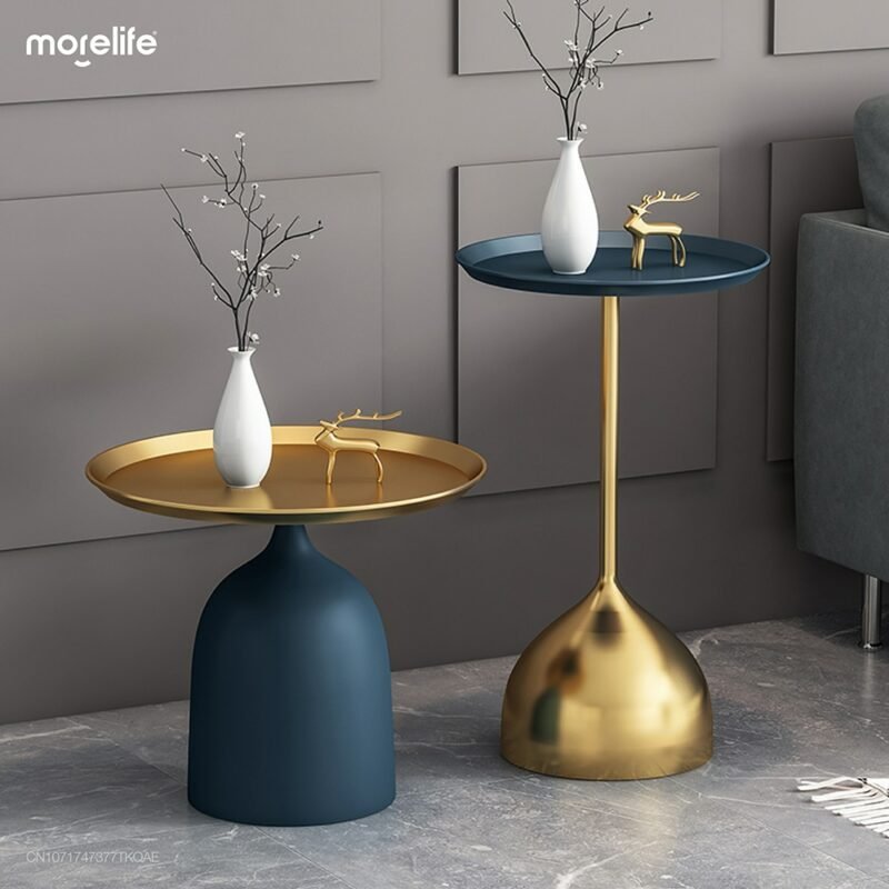 Table Sofa Small Side Table Gold Round Coffee Table Metal Console Table Bedside Living Room Bedroom Furniture 3