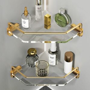 Acrylic Toilet Rack Golden Silver Bathroom Tripod  Shelf Light Luxury  Shower Room Toilet shampoo Storage Rack Accessories Shelf 1