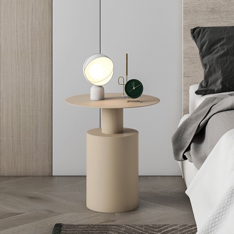 FULLOVE Nordic Style Bedside Tables Modern Minimalist Bedroom Round Creative Cupboard Light Luxury Iron Small Desk Dropshipping 2