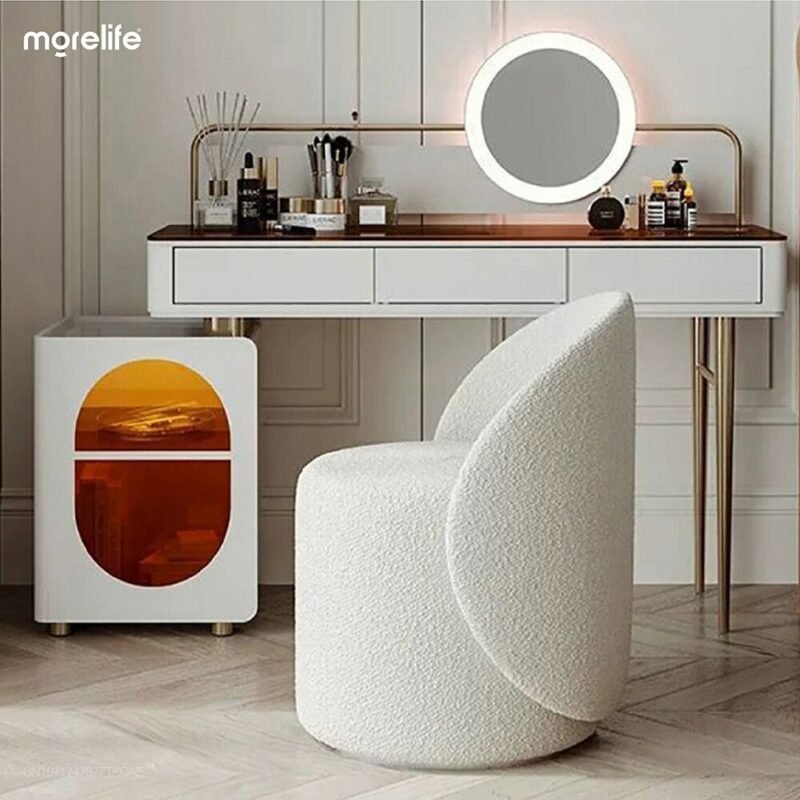 Nordic Luxury Rotary Dressing Stool Makeup Chair Book Chair Coffee Chair Hotel Chair Living Room Reception Chair Simple Stool 2