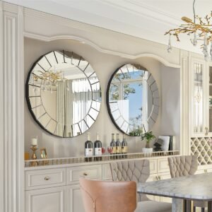 31.5" Cricle Large Round Decorative Mirrors for Wall Decor Antique Venetian Ornate Mirror for Bedroom, Bathroom, Living Room 1