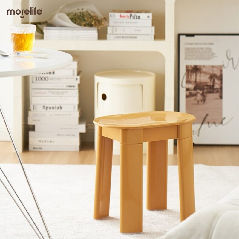 Creative Plastics Dining Chair Designer Stool Nordic Household Living Room Modern Simple Short Stool Small Round Stool 4