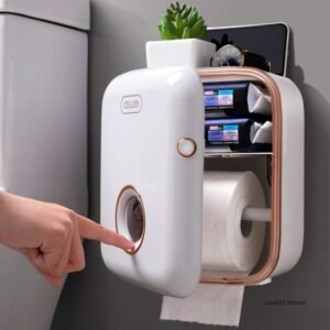 Paper towel box Toilet suction box Roll paper Toilet paper Non perforated storage Waterproof bathroom toilet paper storage rack 1