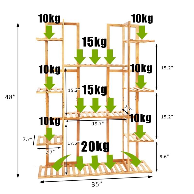 Extra Large Bamboo Plant Stand for Indoor Plants 9 Tier Organizer Living Room 5