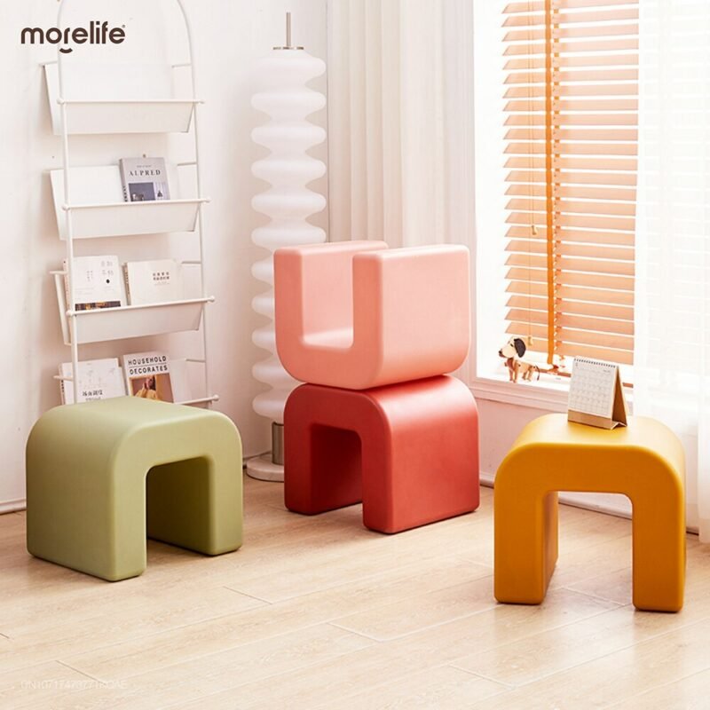 Plastic Small Stools Chairs Coffee Tables Side Tables Shoe Stools Minimalist Modern Living Room Balcony Bedroom Low Stools 3