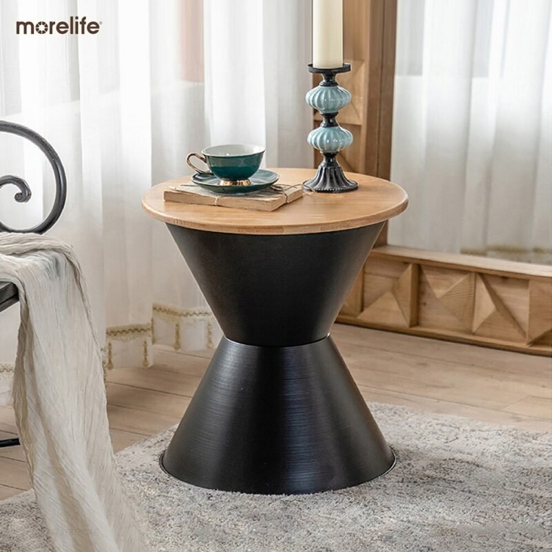 Nordic vintage coffee table side table iron art removable round creative sofa side table living room balcony coffee table 4