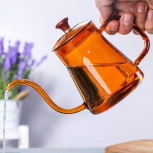 Lazzy House Heat Resistant Glass Coffee Hand Flushed Fine Mouth Pot High Borosilicate Glass Hanging Ear V60 Coffee Milk Tea Pot 1
