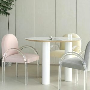 FULLOVE Nordic Transparent Acrylic Chair Ins Wind Living Room Dining Room Furniture Crystal Backrest Armrest Home Dressing Stool 1