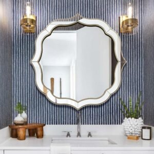 Luxury Bathroom Mirror LED Light Aesthetic Wall Mirror For Clothes Smart Makeup Large Espejos Decorativos Dorm Decoration Gift 1