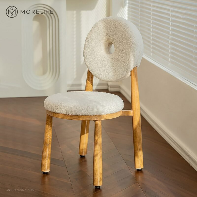 Nordic Ironwork Dining chair Makeup chair Hotel chair Coffee chair Donut dressing stool & Cashmere fabric chair 3