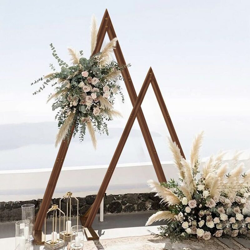 Wedding Arch Stand: 2 Pack Wooden Wedding Ceremony Arch Decor Backdrop Frame Stand for Outdoor Garden Plants, Party Venue 6