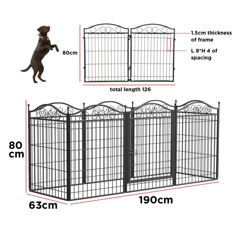 Dog Playpen, 8 Panels Playpen 32 Inch Height in Heavy Duty, Folding Indoor Outdoor Anti-Rust Dog Exercise Fence Portable 4