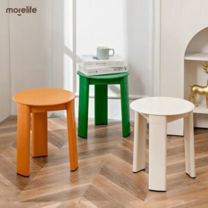 Nordic Creative Plastic Small Circular Stool for Household Living Room Shoe Changing Stool Modern and Simple Dressing Stools 1