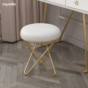 Nordic Light Luxury Dressing stool Metal upgrade Small Round Stool Dressing Chair Living Room Shoes stool Bedroom Dressing stool 1