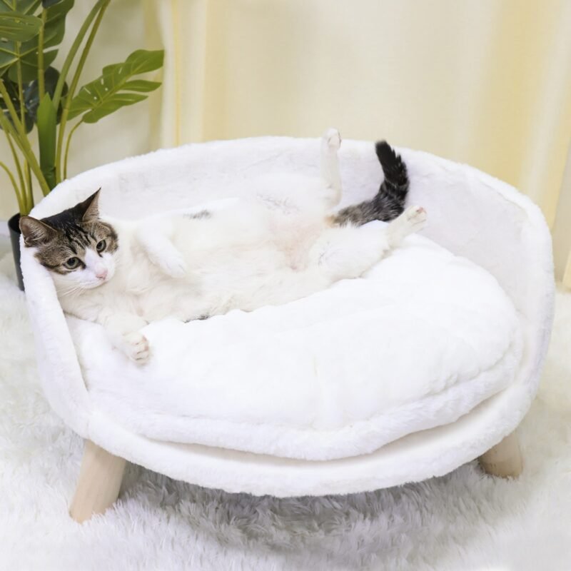 Pet Sofa Bed Raised Cat Chair Small Dog Couch Bed Removable Cushion Sleep House 3