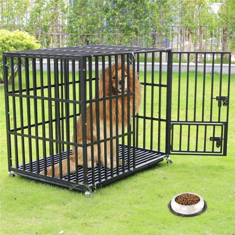 Rolling Heavy XXL Large Pet Cage Thick Metal Dog Crate Kennel Playpen with Tray 3