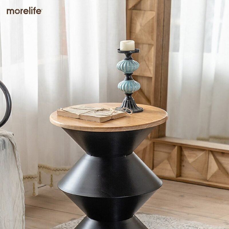 Nordic vintage coffee table side table iron art removable round creative sofa side table living room balcony coffee table 6