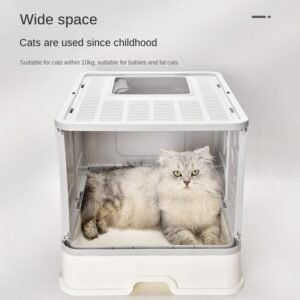 FULLOVE Pet Supplies Large Folding Cat Litter Basin Fully Enclosed Splash-proof Cat Toilet Removable Cat Litter Basin Arenero 1