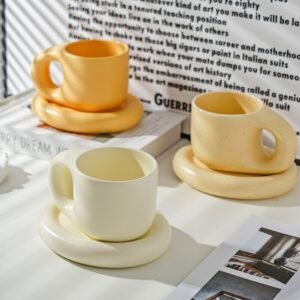 Ceramic Mug with Saucer Coffee Cup Drinking Cups and Saucers Home Office Tea Cup Coffee Cups Korean Mug Ceramic Plate 1