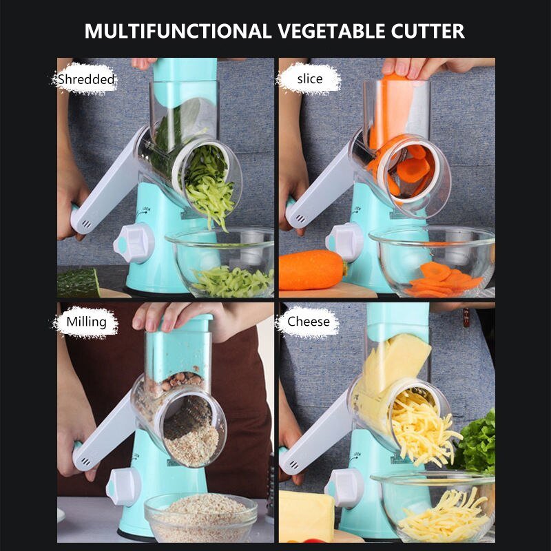 3 In 1 Manual Vegetable Cutter Slicer Multifunctional Round Mandoline Slicer Potato Cheese Kitchen Gadgets Kitchen Accessories 3