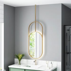 Nordic Art Mirror Bathroom Decorative Metal Frame Smart Led Lighted Makeup Mirror Makeup Design Espejo Redondo Decorating Room 1