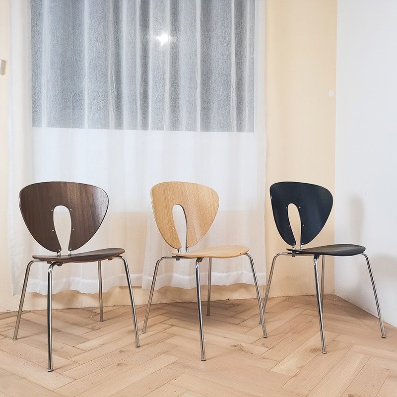 Nordic Home Small Apartment Dining Chair Modern Minimalist Backrest Shell Chair Retro Designer Cloak Chair Light Furniture 2023 1