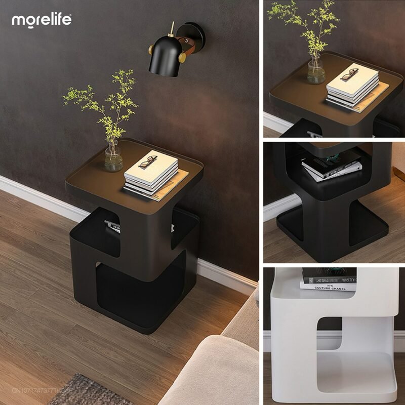 Nordic creative iron art bedside table Light luxury living room Simple sofa Small side table Bedside table Modern corner table 5