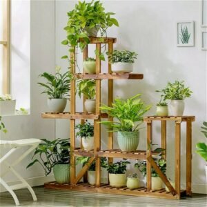 6 Tiered Wood Plant Flower Stand Shelf Planter Pots Shelves Rack Holder Display for Multiple Plants Indoor Outdoor Garden Patio 1