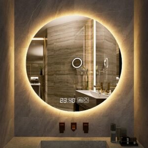 Large Aesthetic Round Makeup Bathroom Mirror Full Body Vanity Decorative Wall Mirrors with Light Miroir Mural Room Ornaments 1