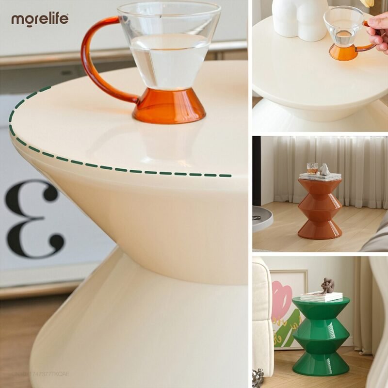 Round Coffee Table Plastic Nordic Small tea table Living Room Sofa Side Table Hallway Shoes Stool Balcony Small Desk Nightstands 5