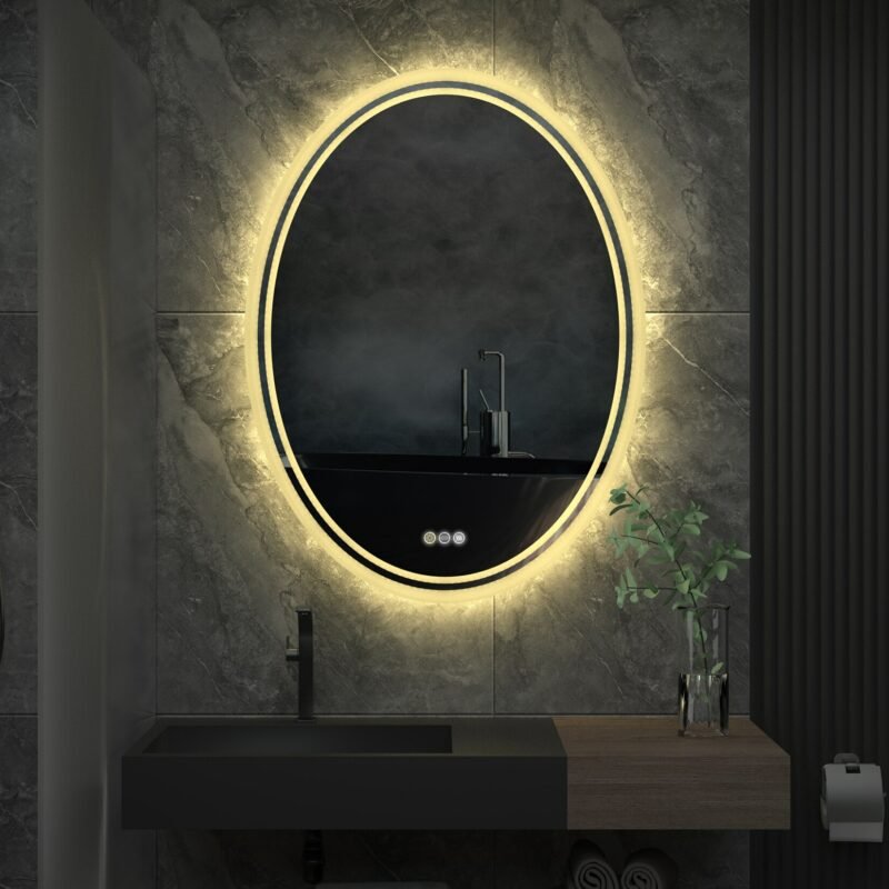 LED Bathroom Mirror Backlit Round Vanity Mirror with Lights Wall Mounted Anti-Fog Lighted Bathroom Mirror Dimmable Makeup Mirror 2