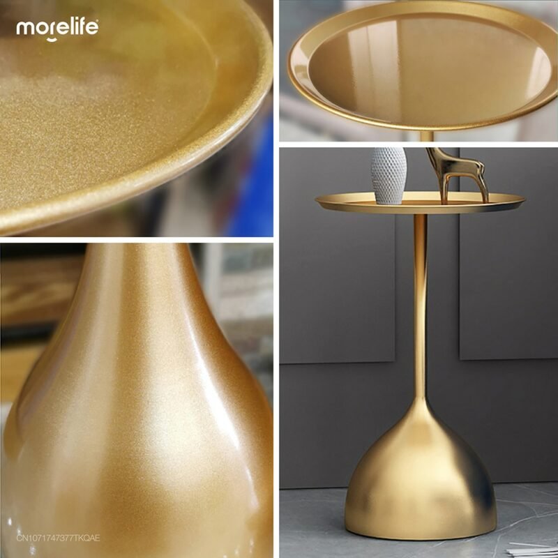 Table Sofa Small Side Table Gold Round Coffee Table Metal Console Table Bedside Living Room Bedroom Furniture 6