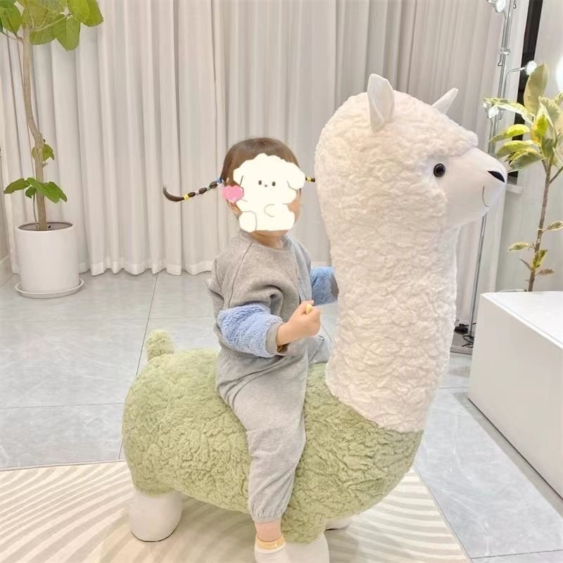 FULLOVE Cartoon Alpaca Stool Children's Casual Shoes Changing Stool Children's Household Living Room Decoration Doll Stool 1