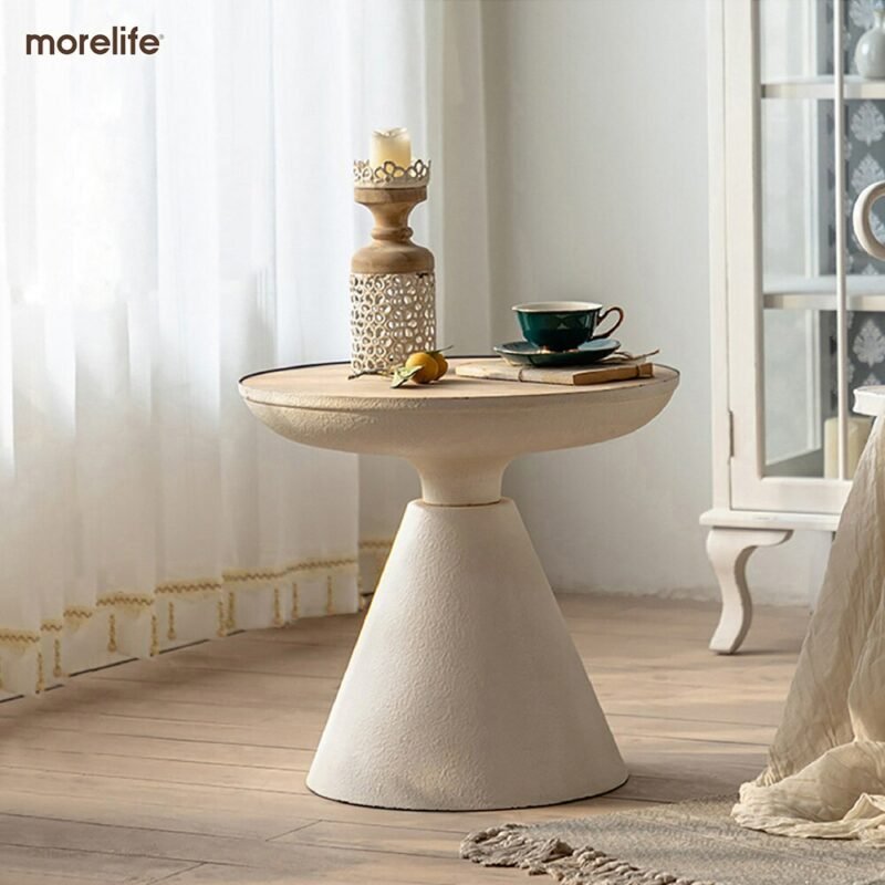 Nordic vintage coffee table side table iron art removable round creative sofa side table living room balcony coffee table 2