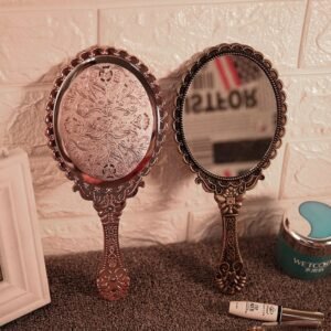 Vintage Vanity Decorative Mirror Hand with Handle Antique Round Cosmetic Makeup Mirror Compact Miroir Mural Bohemian Decoration 1