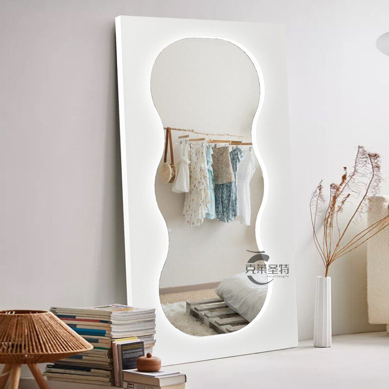 Makeup Wall Mirror Decorative Full Body Bathroom Square Irregular Mirror Led Light Mirroirs Espejo Redondo Home Decoration 1