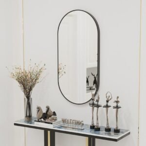 Black Oval Mirror, 20x40"Oval Black Mirror Metal Frame for Bathroom, Entryway, Living Room Vertical & Horizontal Hang 1