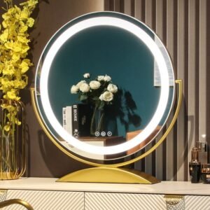 Gold Decorative Mirrors Living Room Light Led Bathroom Round Desk Decorative Mirrors Makeup Miroir Decoratif Home Decoration 1