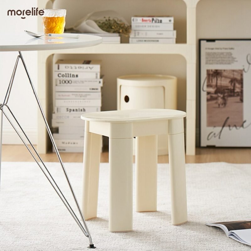 Creative Plastics Dining Chair Designer Stool Nordic Household Living Room Modern Simple Short Stool Small Round Stool 3