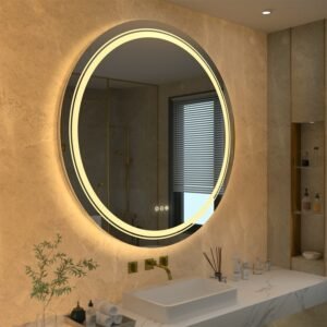 Large Round  LED Lighted Bathroom Mirror Wall Mount Vanity Frameless Backlit Touch Dimmer Switch Anti-Fog 3 Color 1