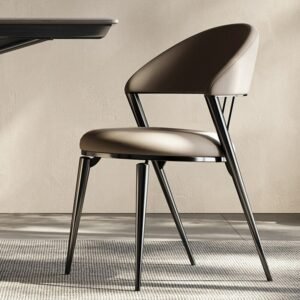 MOMO Light Luxury Dining Chair Minimalist Postmodern Back Chair Stainless Steel Personality Creative Designer Leather Chair 1