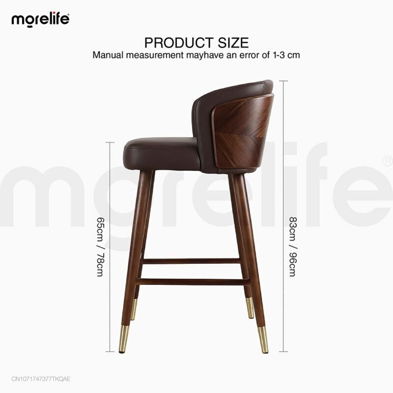Nordic bar chair Light luxury solid wood bar stool Modern minimalist high chair Bar chair Back bar stool Back chair Leisure home 6