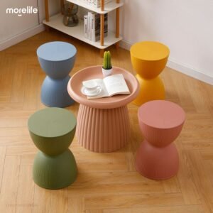 Nordic Creative Modern And Simple Shoes Changing Bench Footstool Round Stool Fashion Thickened Plastic Stool Waiting Stool 1