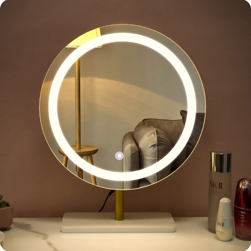 Rectangle Portable Mirror Squares Quality Makeup Tempered Glass Mirror Light Led Touch Switch Espejos Con Luces Cosmetic Mirror 4