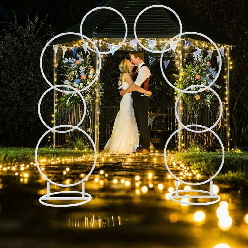 Wedding Flower Display Frame Round Arch White Metal Circle Backdrop Stand Party Wedding Ceremony 2