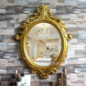 Luxury Vintage Round Table Makeup Wall Mirror Bathroom Gold Salon Cosmetic Mirror Room Decor Home  Espejo Pared House Decoration 1