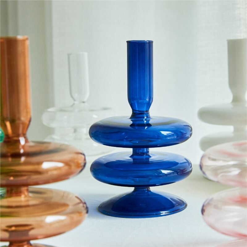 Handmade Colored Glass Candlestick Vase Decorative Ornaments Nordic Decortaipn 4